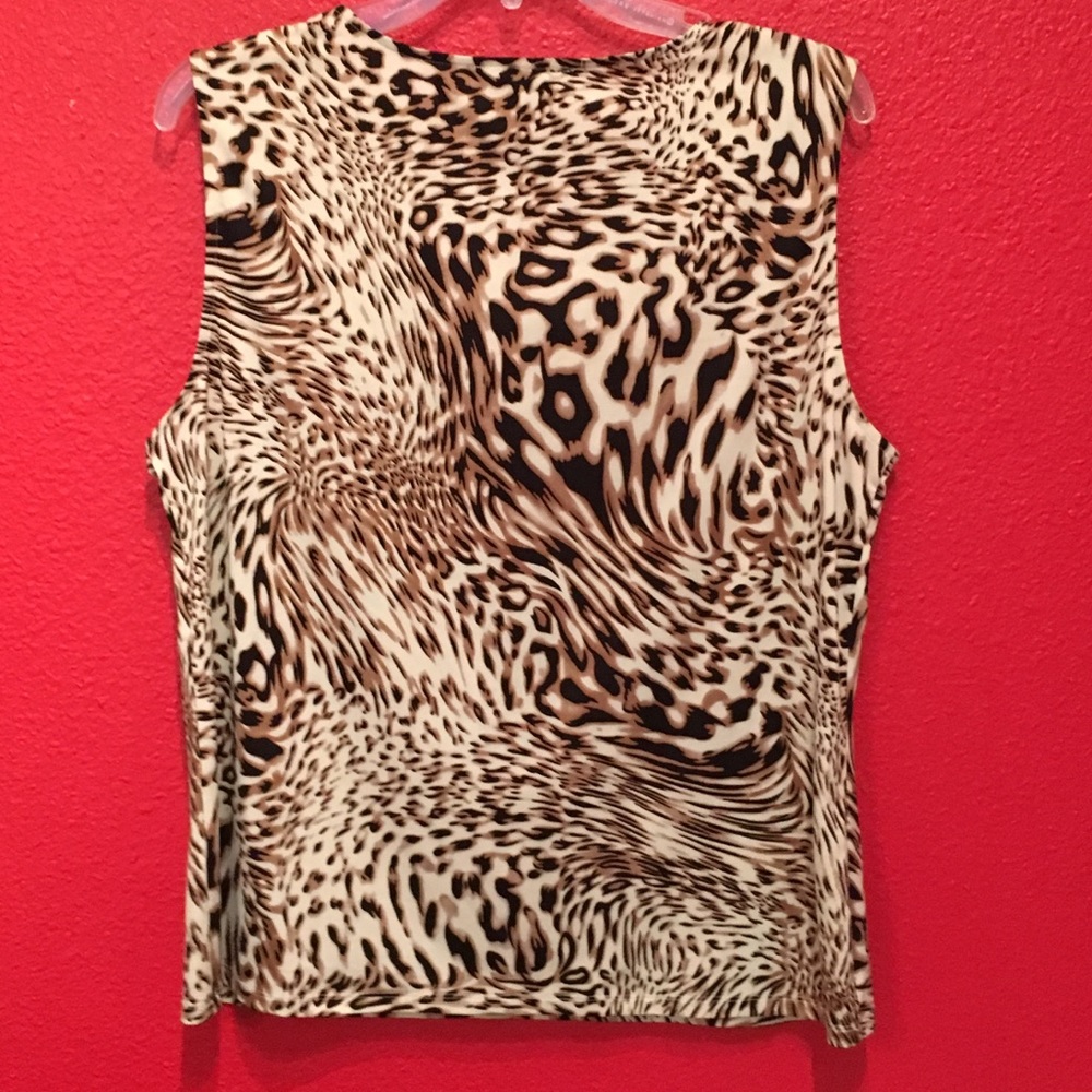 ALEX MARIE-ANIMAL PRINT TOP WITH COWELL NECK. - Picture 3 of 7